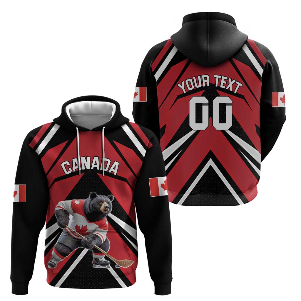 Custom Canada Hockey Hoodie Black Bear Playing Ice Hockey LT18