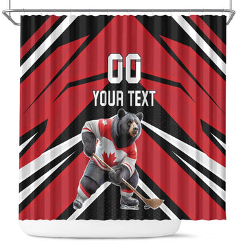 Custom Canada Hockey Shower Curtain Black Bear Playing Ice Hockey LT18