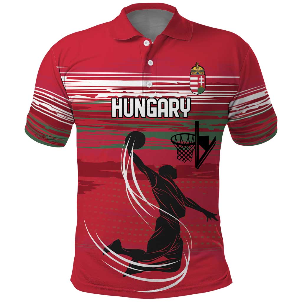 Hungary Basketball Custom Polo Shirt Come On Magyars Grunge Style LT18