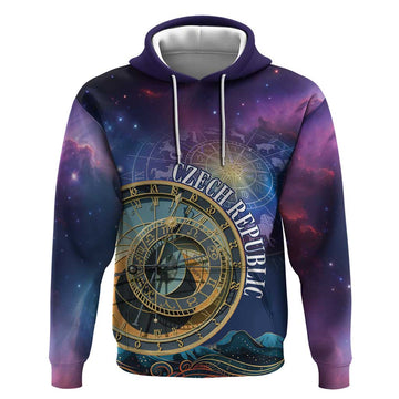 Czech Republic Astronomical Clock Hoodie Zodiac Signs In Space LT18