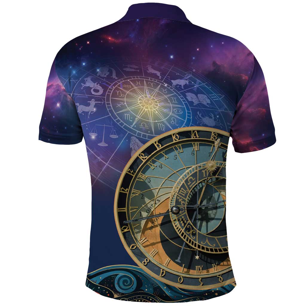 Czech Republic Astronomical Clock Polo Shirt Zodiac Signs In Space LT18