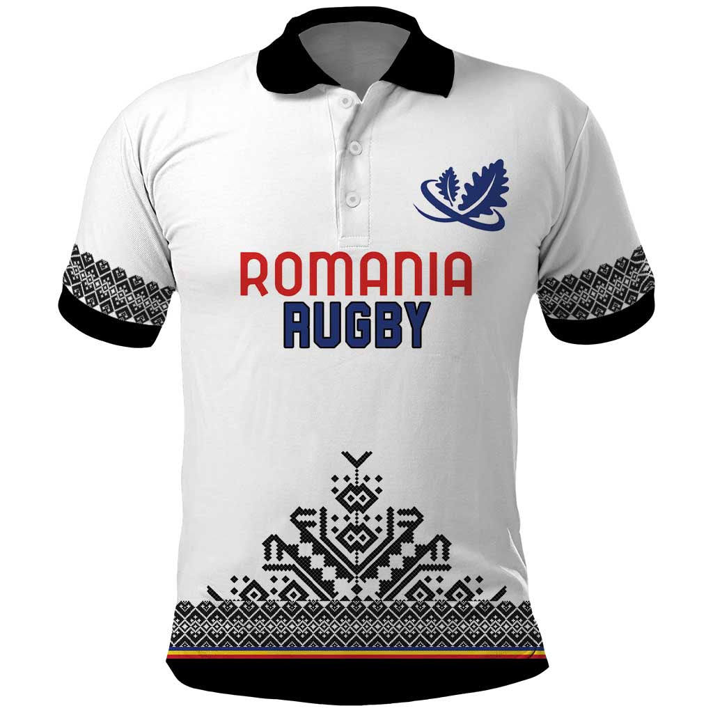 Custom Romania Rugby Polo Shirt White Version Retro Style LT18