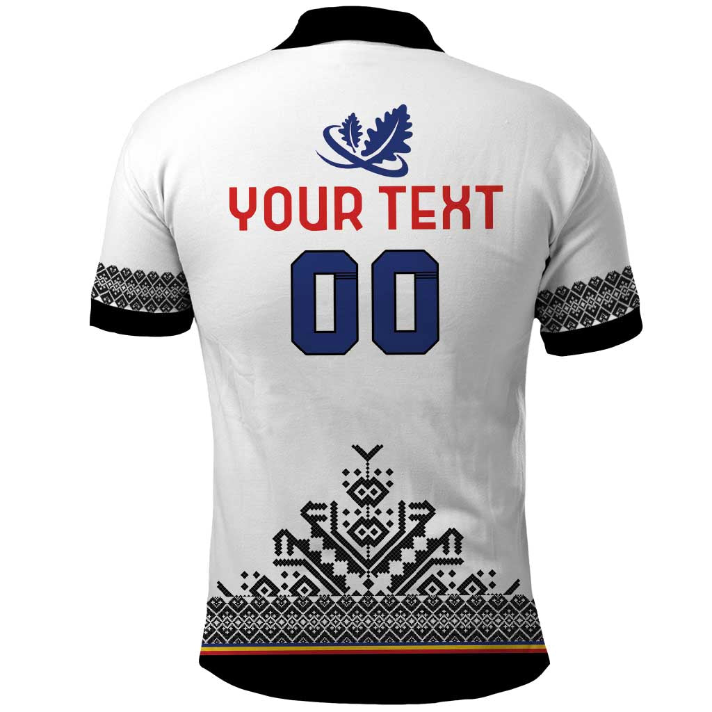 Custom Romania Rugby Polo Shirt White Version Retro Style LT18