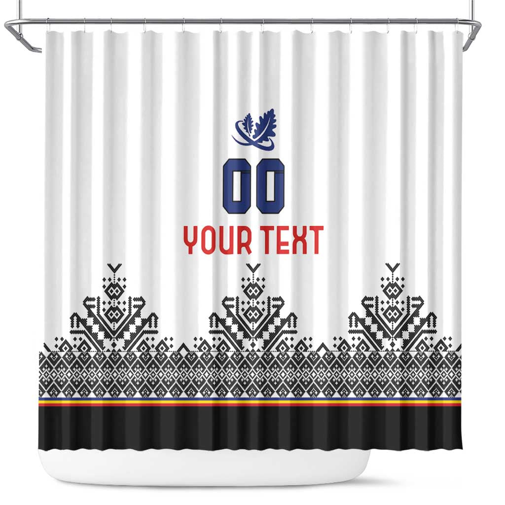 Custom Romania Rugby Shower Curtain White Version Retro Style LT18