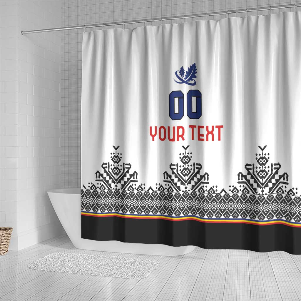 Custom Romania Rugby Shower Curtain White Version Retro Style LT18