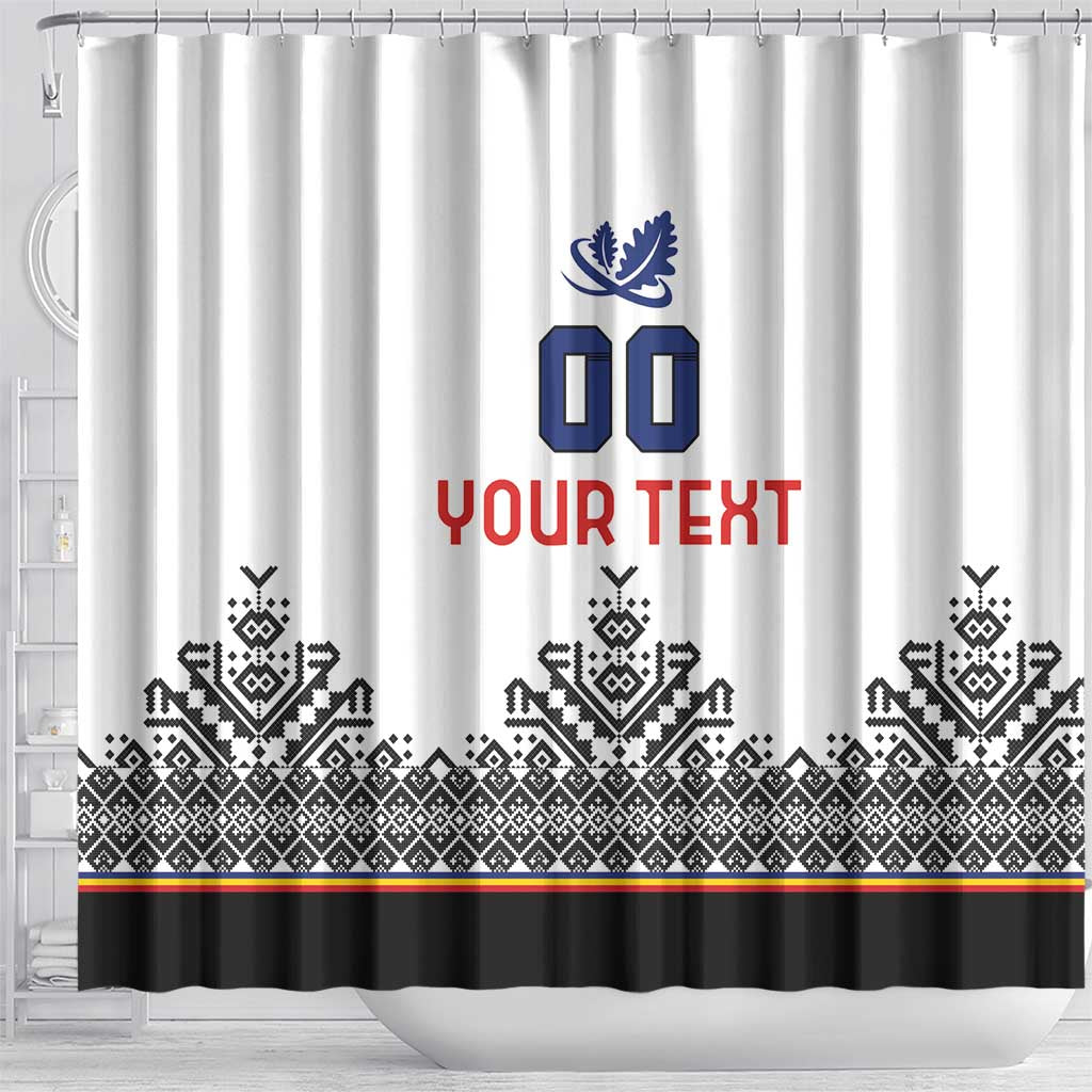 Custom Romania Rugby Shower Curtain White Version Retro Style LT18