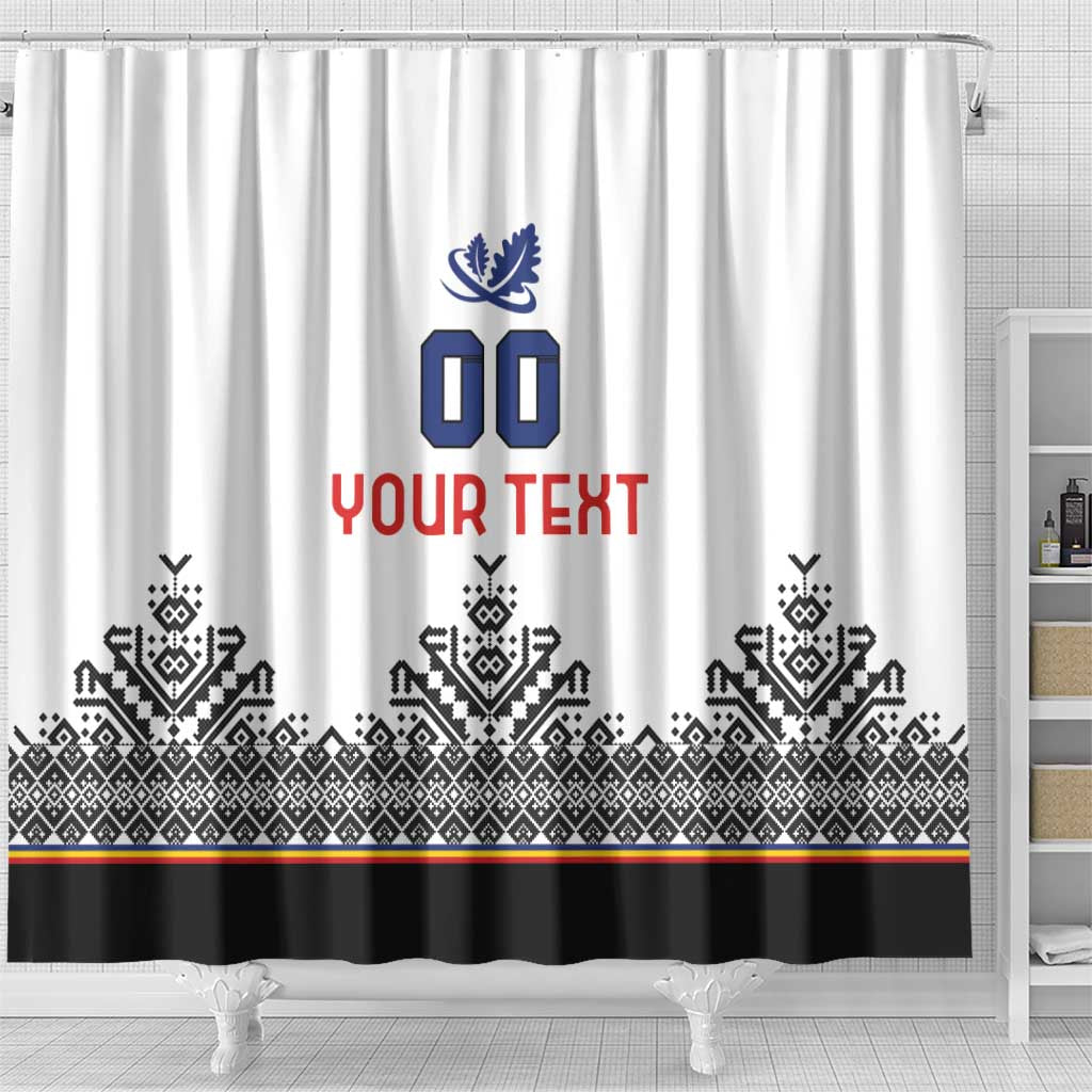 Custom Romania Rugby Shower Curtain White Version Retro Style LT18