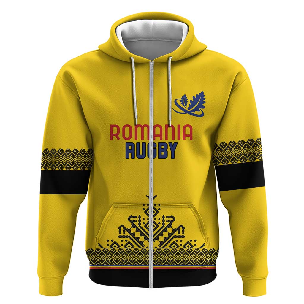 Custom Romania Rugby Hoodie Yellow Version Retro Style LT18
