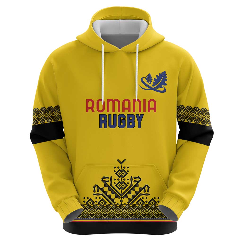 Custom Romania Rugby Hoodie Yellow Version Retro Style LT18