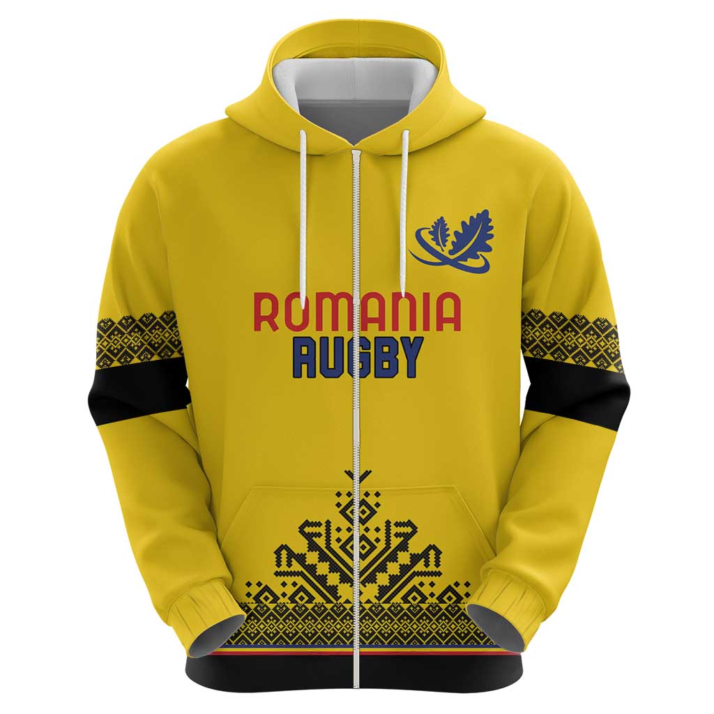 Custom Romania Rugby Hoodie Yellow Version Retro Style LT18