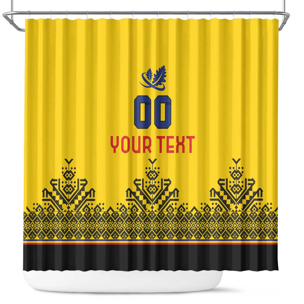 Custom Romania Rugby Shower Curtain Yellow Version Retro Style LT18