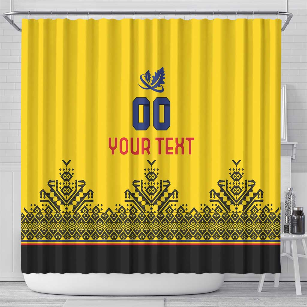 Custom Romania Rugby Shower Curtain Yellow Version Retro Style LT18