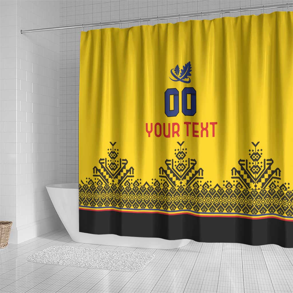 Custom Romania Rugby Shower Curtain Yellow Version Retro Style LT18