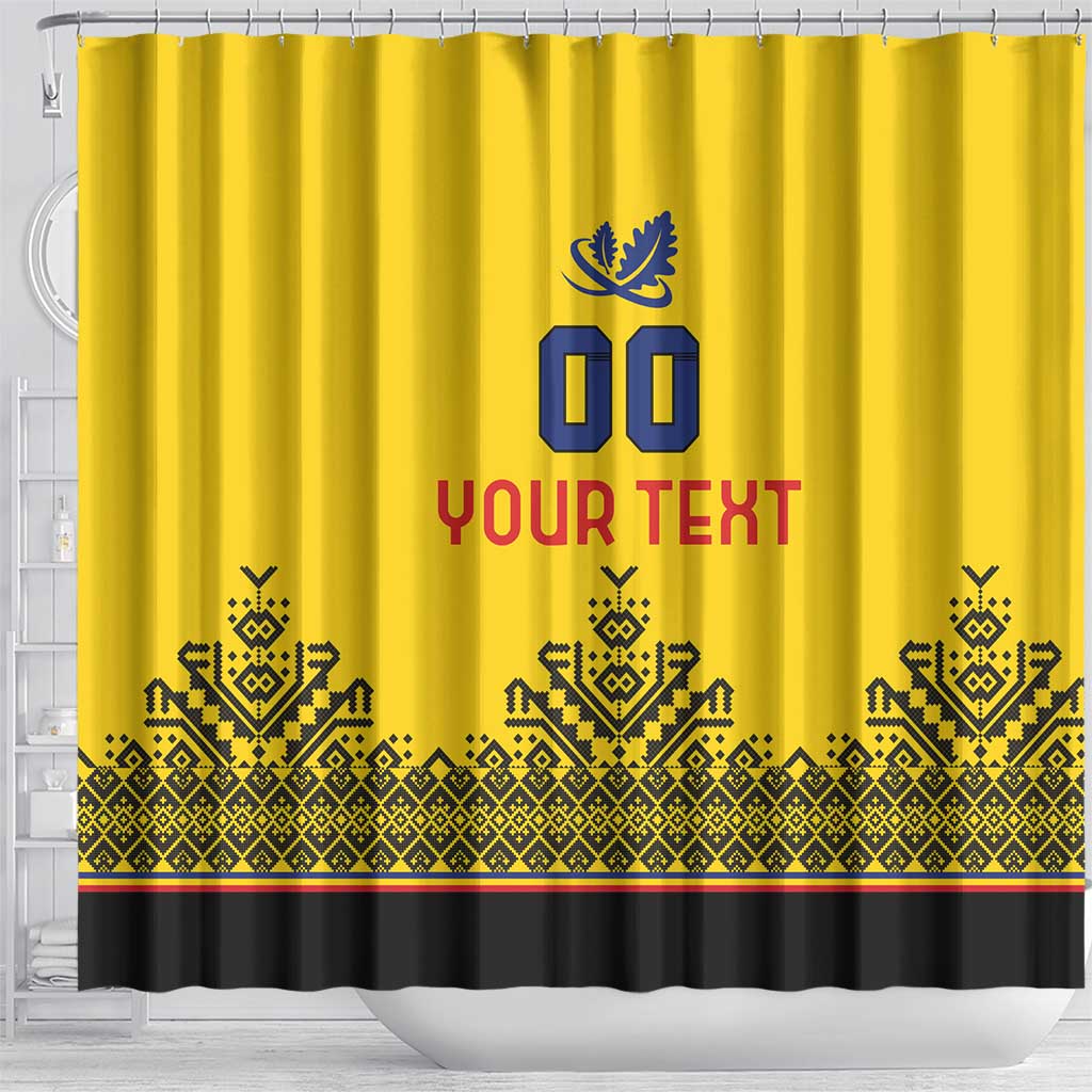 Custom Romania Rugby Shower Curtain Yellow Version Retro Style LT18