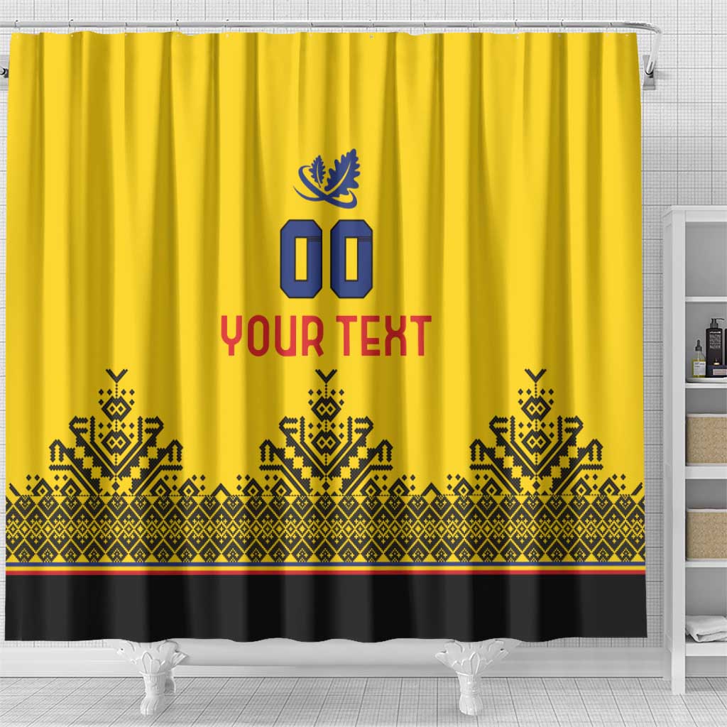 Custom Romania Rugby Shower Curtain Yellow Version Retro Style LT18