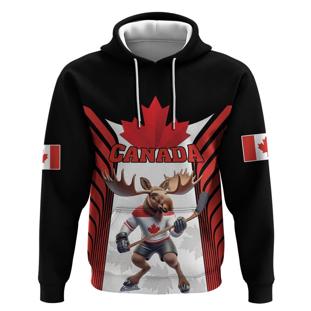 Custom Canada Hockey Hoodie Moose Playing Ice Hockey LT18