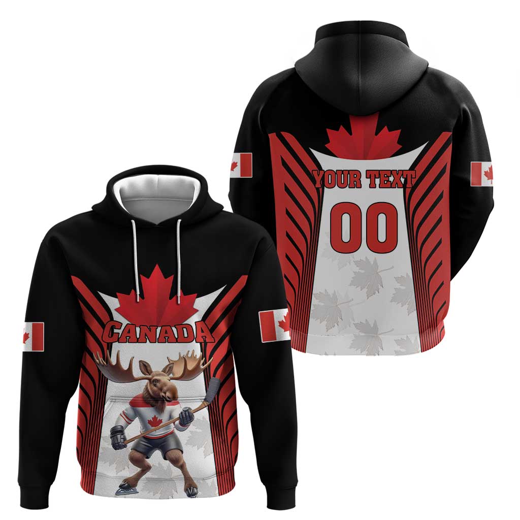 Custom Canada Hockey Hoodie Moose Playing Ice Hockey LT18
