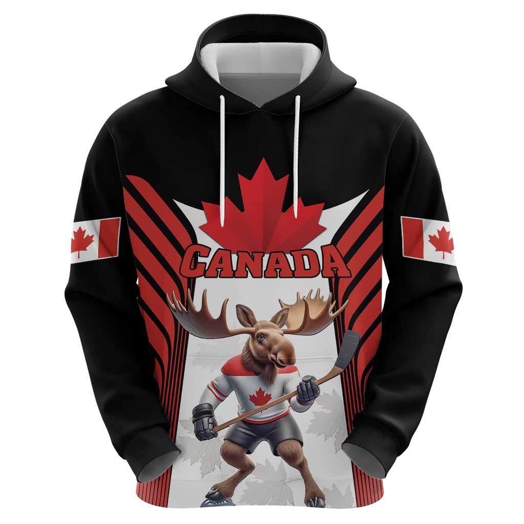 Custom Canada Hockey Hoodie Moose Playing Ice Hockey LT18