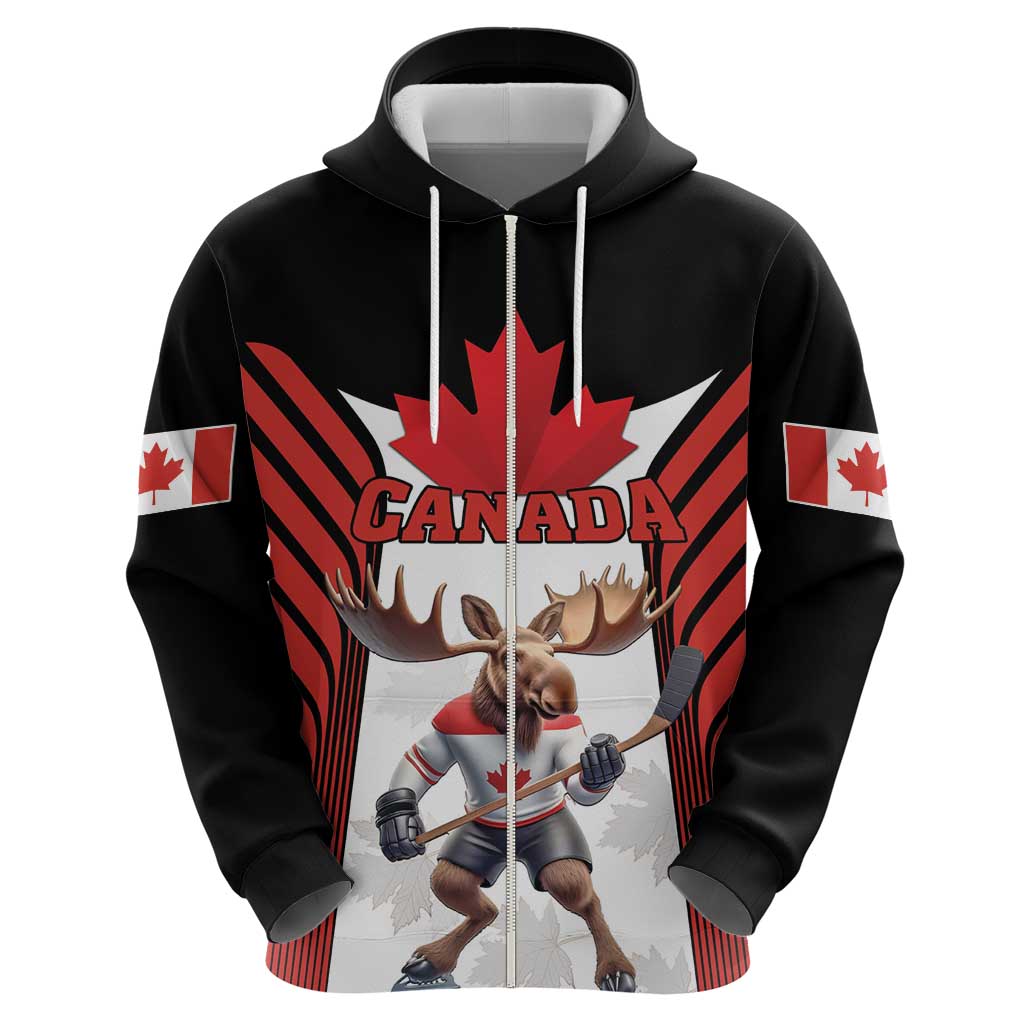 Custom Canada Hockey Hoodie Moose Playing Ice Hockey LT18