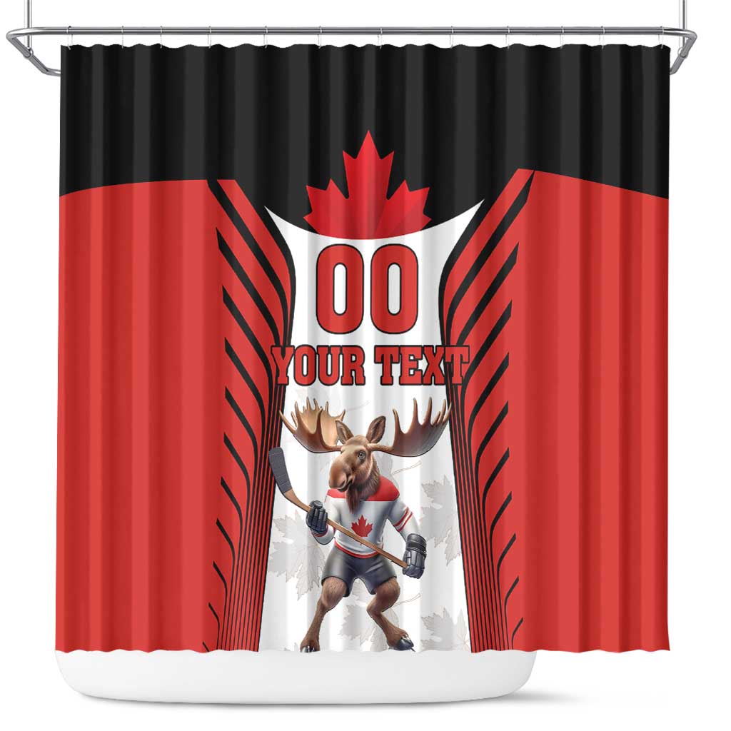 Custom Canada Hockey Shower Curtain Moose Playing Ice Hockey LT18