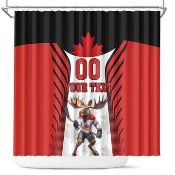 Custom Canada Hockey Shower Curtain Moose Playing Ice Hockey LT18