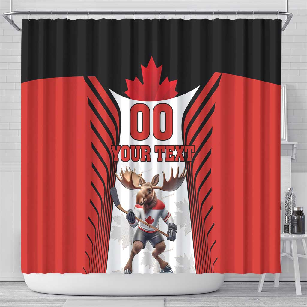 Custom Canada Hockey Shower Curtain Moose Playing Ice Hockey LT18