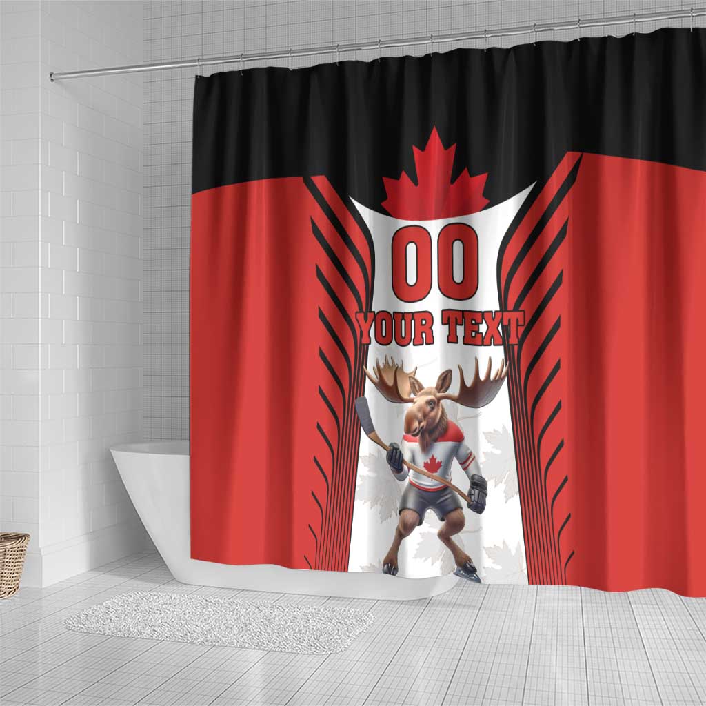 Custom Canada Hockey Shower Curtain Moose Playing Ice Hockey LT18