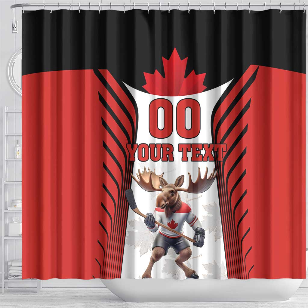 Custom Canada Hockey Shower Curtain Moose Playing Ice Hockey LT18