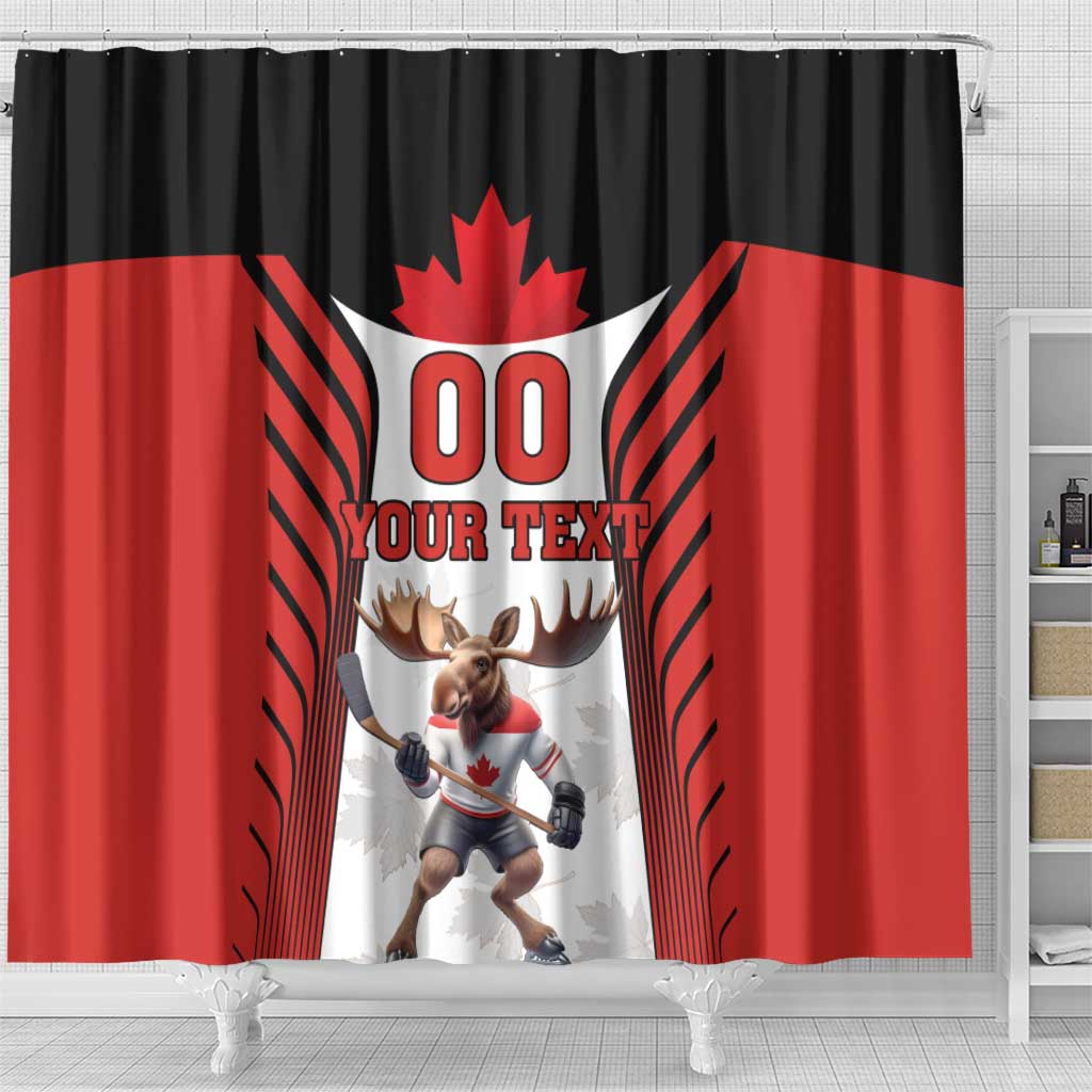 Custom Canada Hockey Shower Curtain Moose Playing Ice Hockey LT18