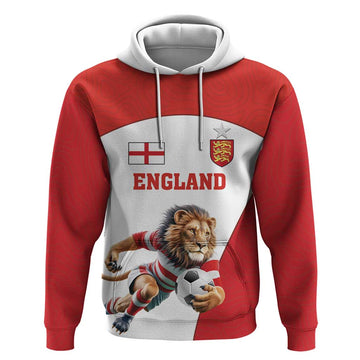Custom England Football Hoodie Lion Mascot Sporty Version LT18