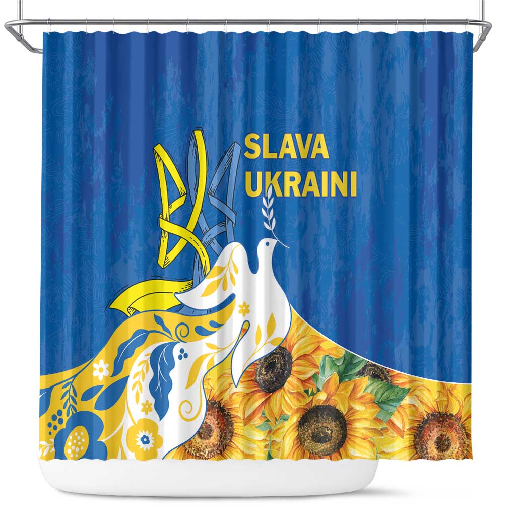 Stand For Ukraine Shower Curtain Dove Of Peace Sunflower LT18