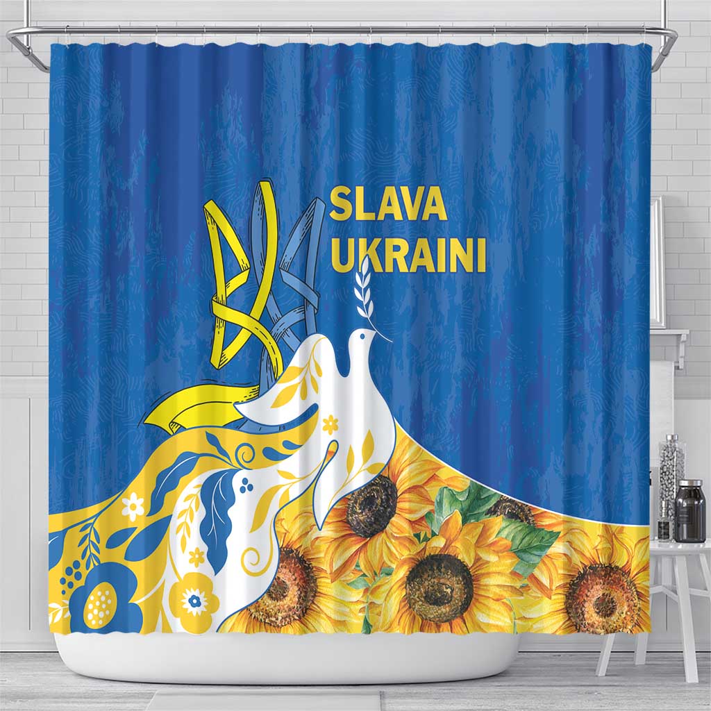 Stand For Ukraine Shower Curtain Dove Of Peace Sunflower LT18