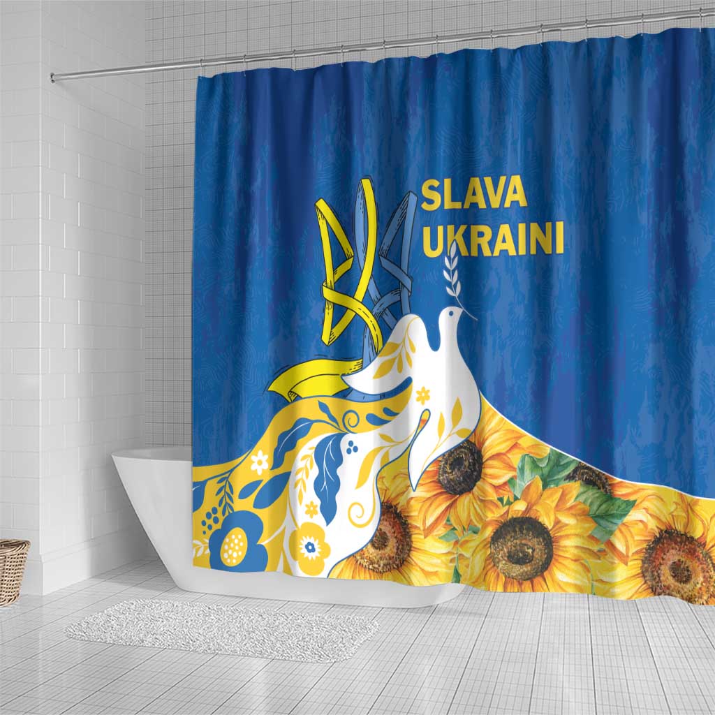 Stand For Ukraine Shower Curtain Dove Of Peace Sunflower LT18