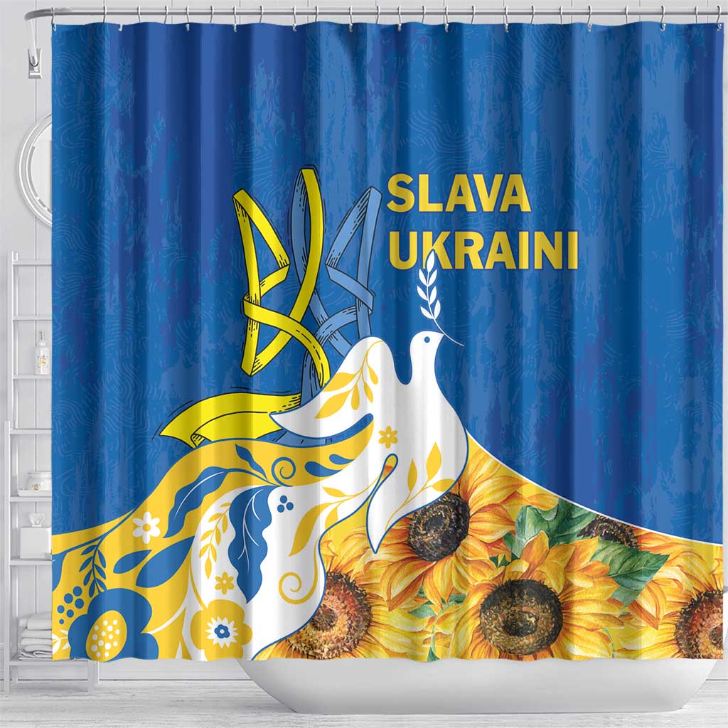 Stand For Ukraine Shower Curtain Dove Of Peace Sunflower LT18