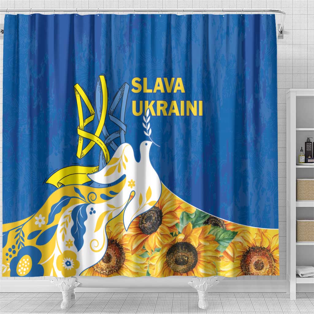 Stand For Ukraine Shower Curtain Dove Of Peace Sunflower LT18