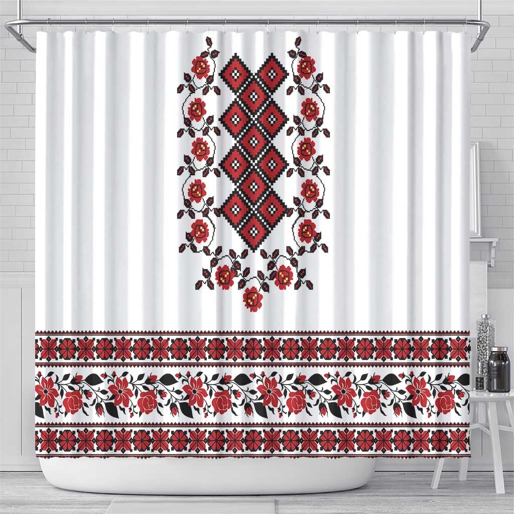 Ukraine Shower Curtain Ukrainian Traditional Folk Patterns LT18