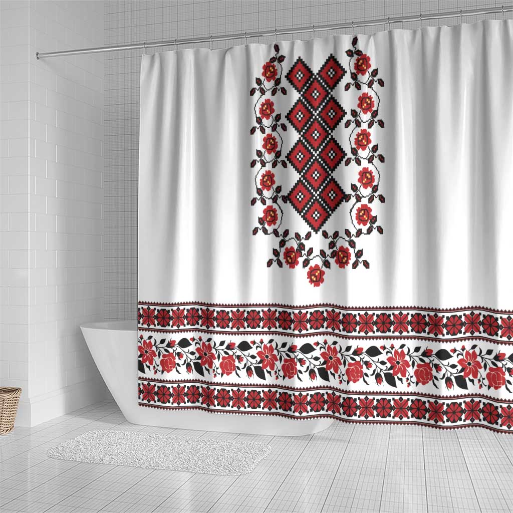 Ukraine Shower Curtain Ukrainian Traditional Folk Patterns LT18