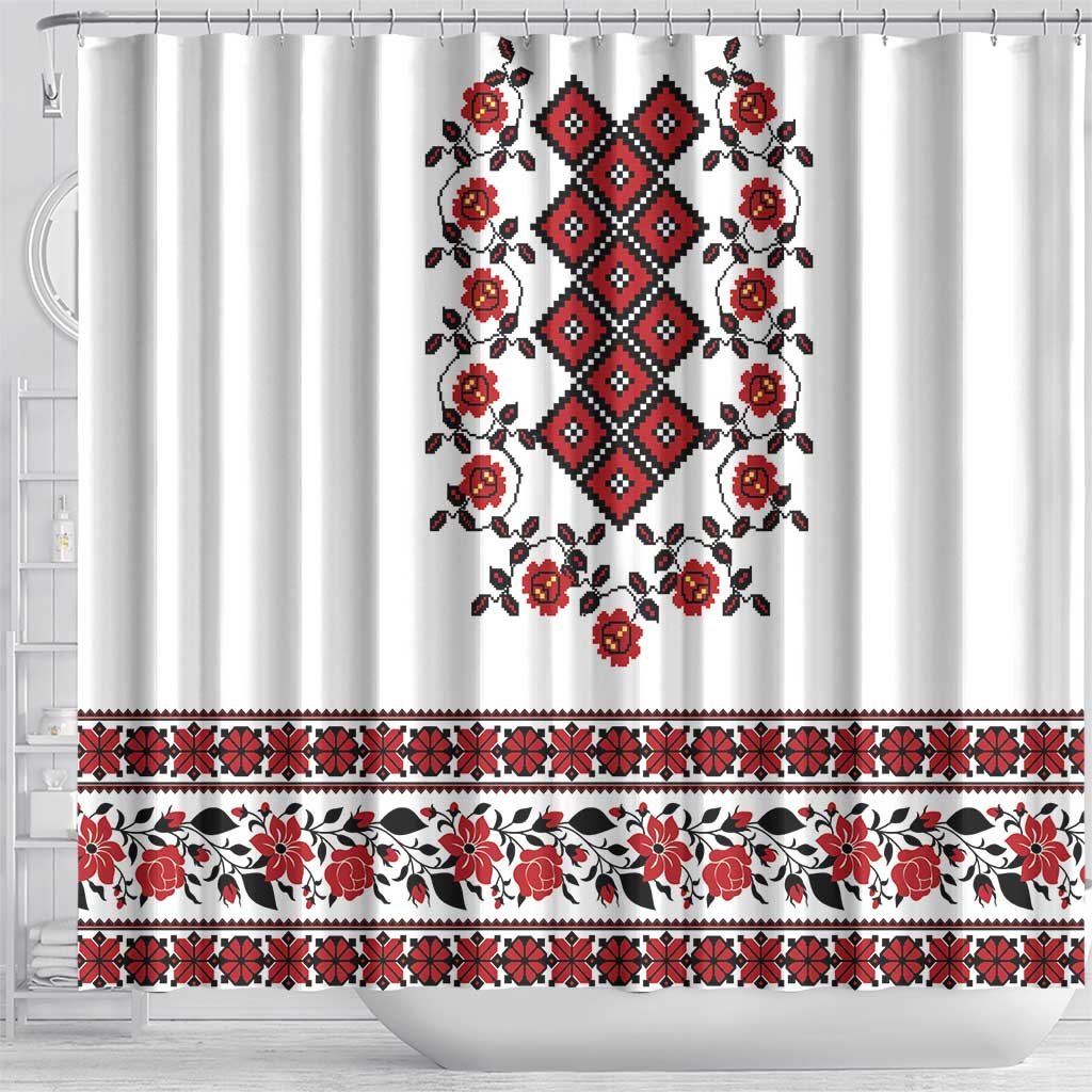 Ukraine Shower Curtain Ukrainian Traditional Folk Patterns LT18