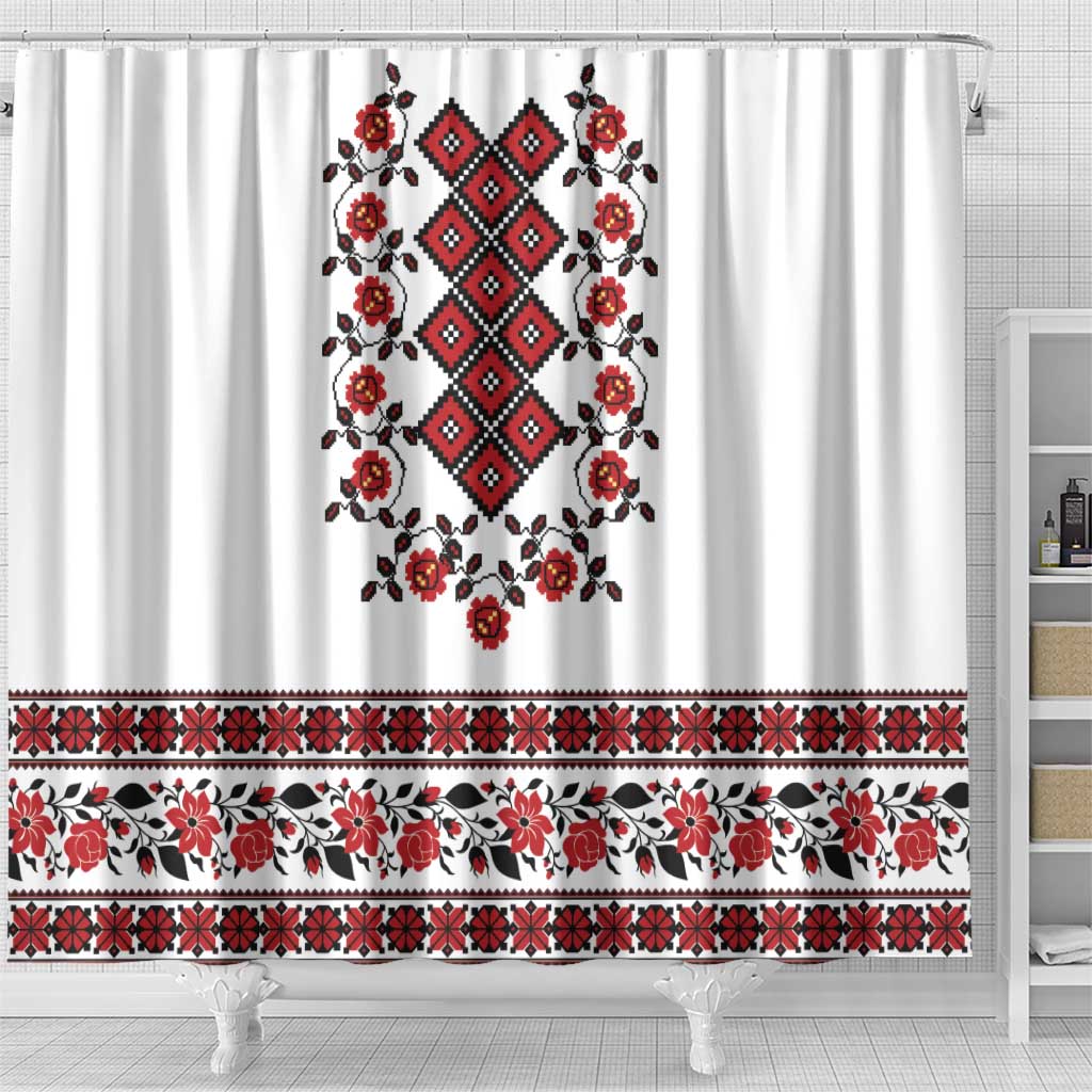Ukraine Shower Curtain Ukrainian Traditional Folk Patterns LT18