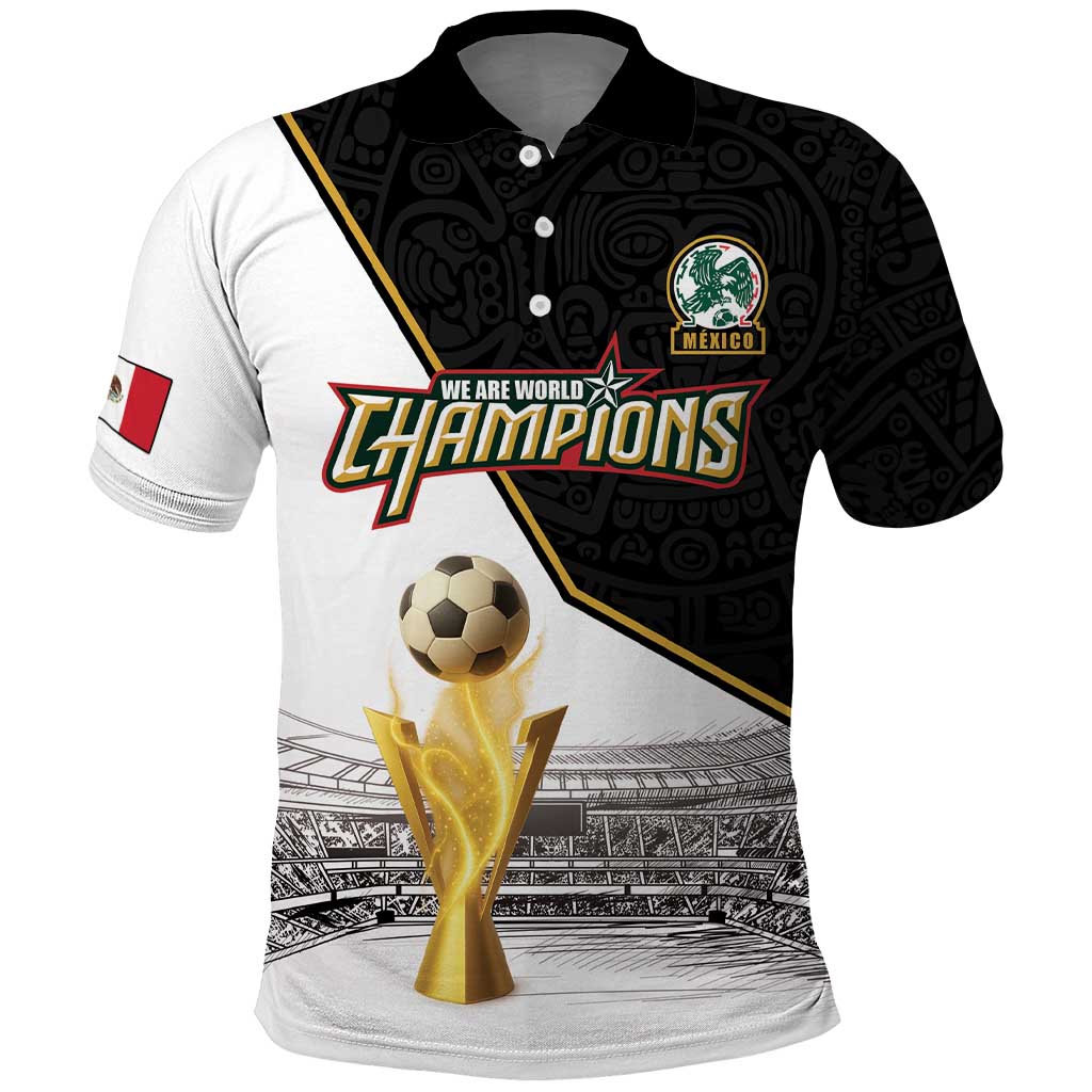 Custom Mexico Football Champion Polo Shirt Aztec Pattern LT18