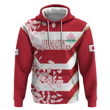 Custom Japan Rugby Hoodie Brave Cherry Blossoms Flying Petals LT18
