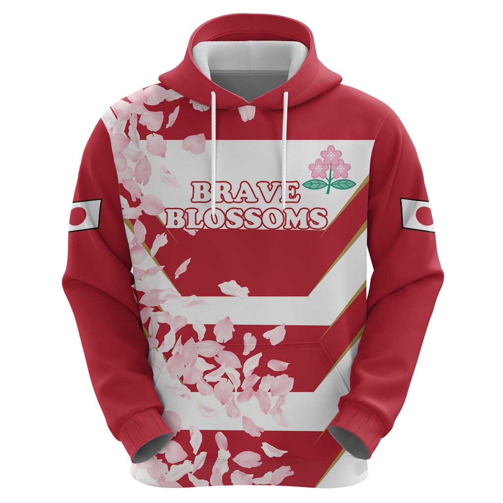 Custom Japan Rugby Hoodie Brave Cherry Blossoms Flying Petals LT18