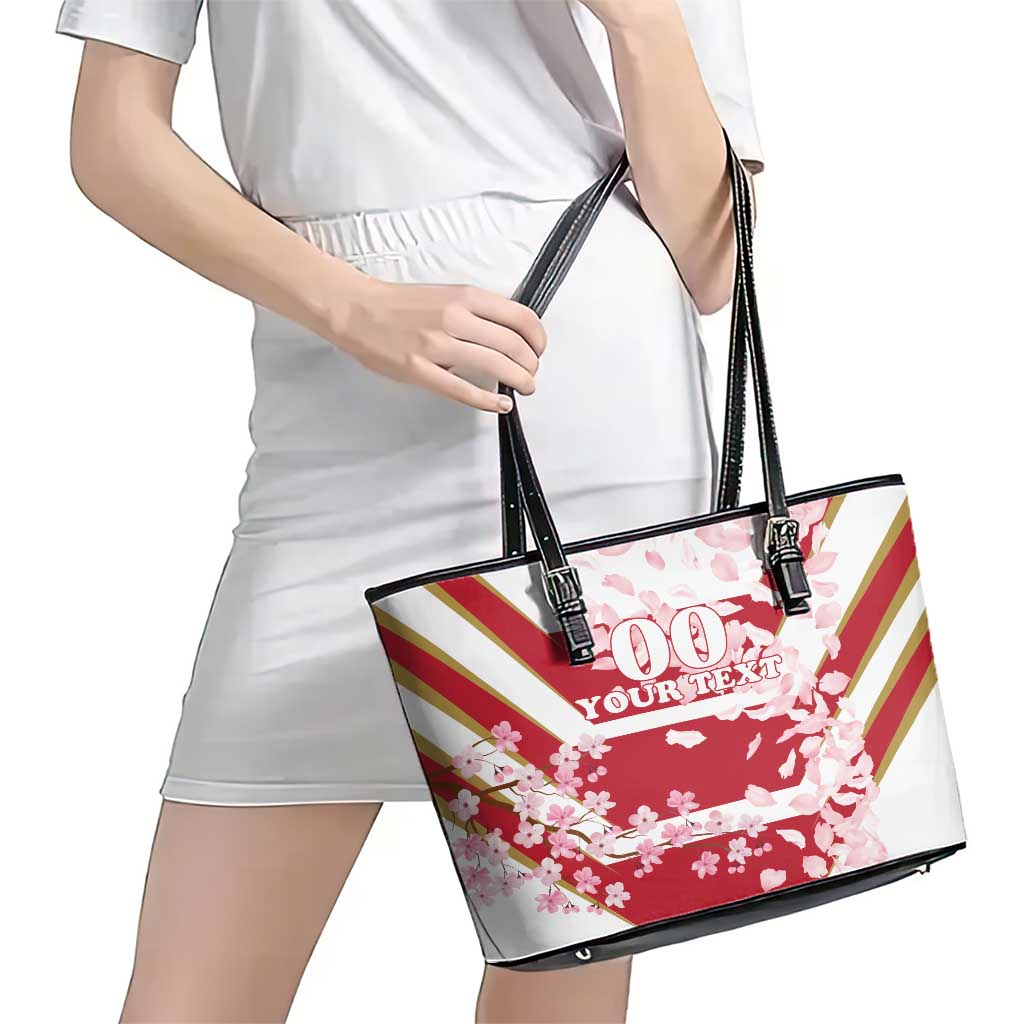 Custom Japan Rugby Leather Tote Bag Brave Cherry Blossoms Flying Petals LT18