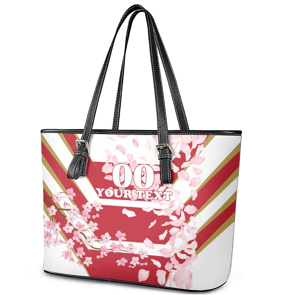 Custom Japan Rugby Leather Tote Bag Brave Cherry Blossoms Flying Petals LT18