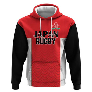 Custom Japan Rugby Hoodie Seamless Japanese Waves Pattern LT18
