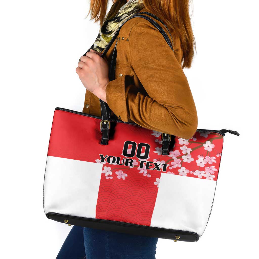 Custom Japan Rugby Leather Tote Bag Seamless Japanese Waves Pattern LT18
