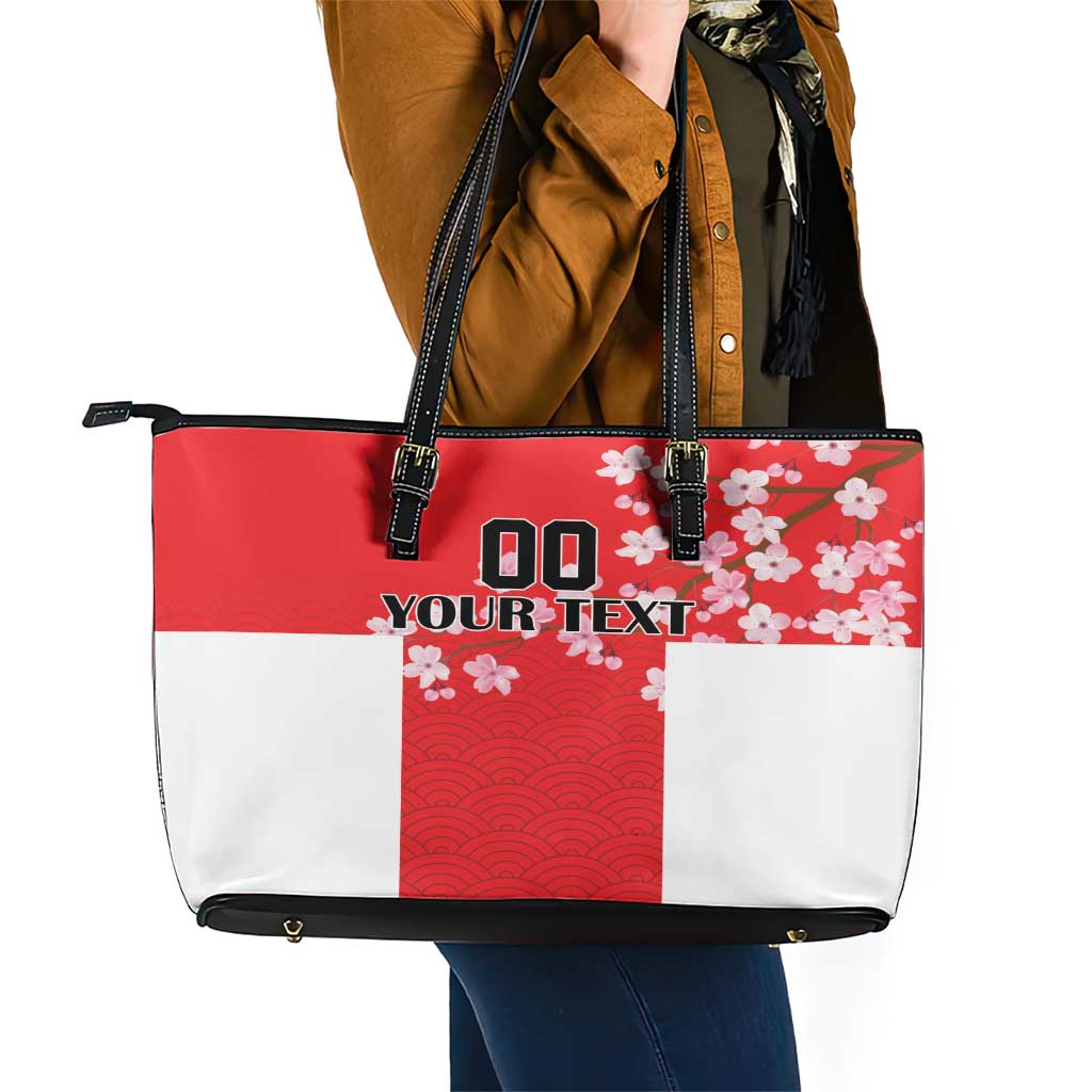 Custom Japan Rugby Leather Tote Bag Seamless Japanese Waves Pattern LT18