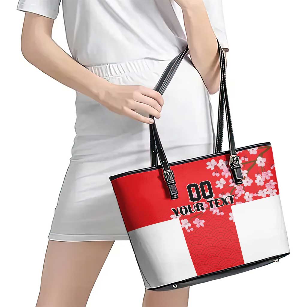 Custom Japan Rugby Leather Tote Bag Seamless Japanese Waves Pattern LT18