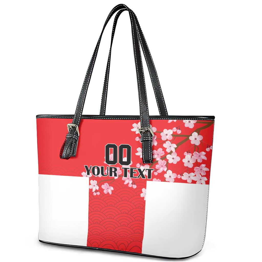 Custom Japan Rugby Leather Tote Bag Seamless Japanese Waves Pattern LT18