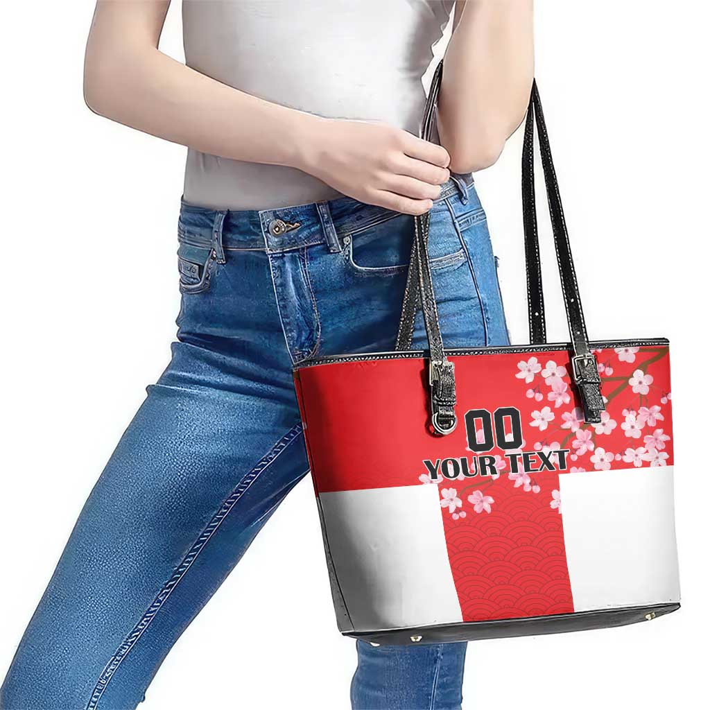 Custom Japan Rugby Leather Tote Bag Seamless Japanese Waves Pattern LT18